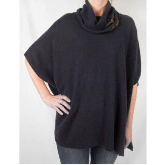 Tyler Boe | Women's Gray 100% Cashmere Turtleneck Cape Sweater - Size XS - Picture 1 of 14